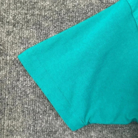 Vintage 90s Southwestern Shirt Womens Large Teal Feathers Boho Art Festival Tee - Picture 7 of 13